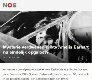 Amelia Earhart eindelijk gevonden, of trappen de media er weer te makkelijk in? 1