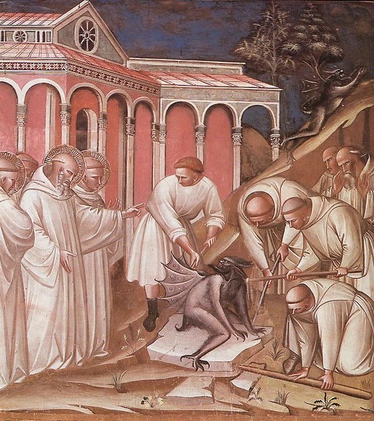 Exorcism of St Benedict by Spinello Aretino, 1387
