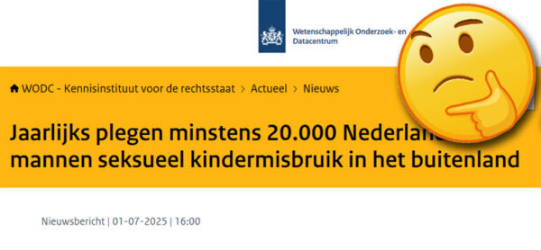 Ondanks kritiek op hun twijfelachtige enquête blijft NSCR erbij dat jaarlijks 20.000 Nederlandse mannen zich in het buitenland schuldig maken aan seksueel kindermisbruik 3