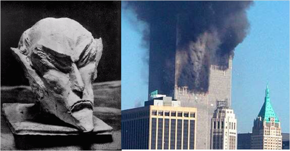 Gelijkenis tussen 'Ahriman' en de duivel in de rook van het WTC