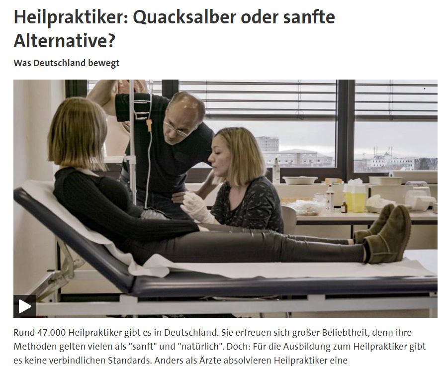 Duitse TV over affaire Klaus Ross - Heilpraktiker: Quacksalber oder sanfte Alternative? 1